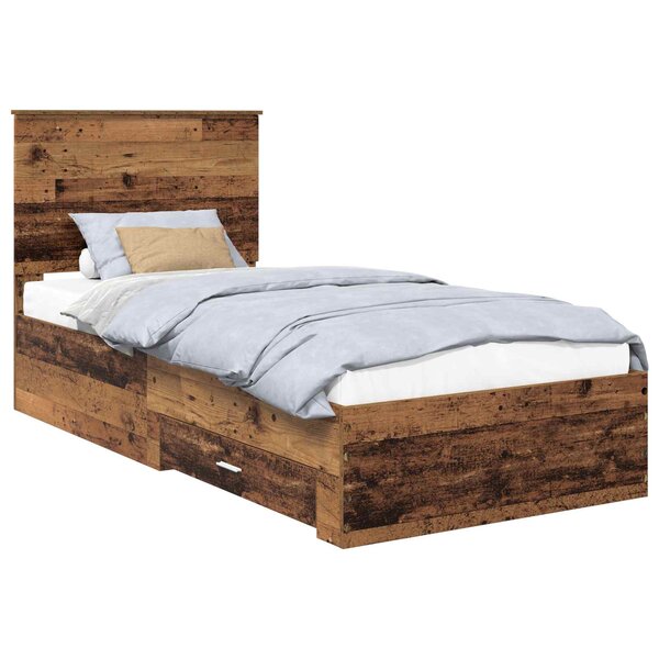 vidaXL Cadre de lit Bois ancien 90 x 190 cm Bois d'ingénierie