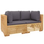 vidaXL Canapés d'angle de jardin et coussins 2 Pièces Bois teck massif