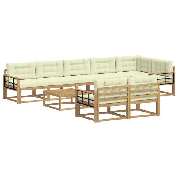 vidaXL Ensemble de canapés d'extérieur 9 pc Blanc et crème Polyester