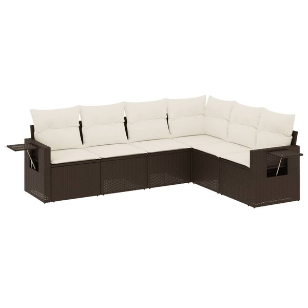 vidaXL Salon de jardin avec coussins 6 Pièces marron résine tressée