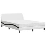 vidaXL Lit avec matelas Dover blanc et noir 140x200 cm similicuir