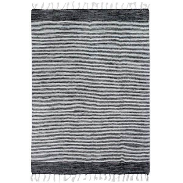 Tapis Terra - 160 x 230 cm - Bandes noir, gris et blanc