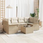vidaXL Ensemble de canapés de jardin 7 pièces avec coussins beige en poly rattan