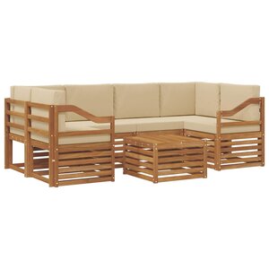 vidaXL Ensemble de canapés d'extérieur 7 pc Naturel et Beige