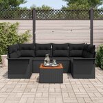 vidaXL Ensemble de canapé de jardin avec coussin 7 Pièces Noir