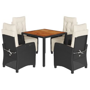 vidaXL Ensemble à manger de jardin coussins 5Pièces Noir Résine tressée