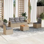 vidaXL Salon de jardin avec coussins 6Pièces mélange beige résine tressée