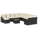 vidaXL Salon de jardin 12 Pièces avec coussins noir résine tressée
