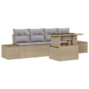vidaXL Ensemble de canapé de jardin Réglable 5 Pièces Beige et Gris clair