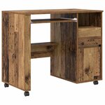 vidaXL Bureau avec roues Bois Ancien 91 x 50 x 77 cm Bois d'ingénierie