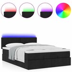 vidaXL Lit ottoman avec matelas et LED noir 140x200 cm tissu