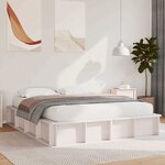 vidaXL Cadre de lit avec stockage Blanc 160 x 200 cm Pin massif