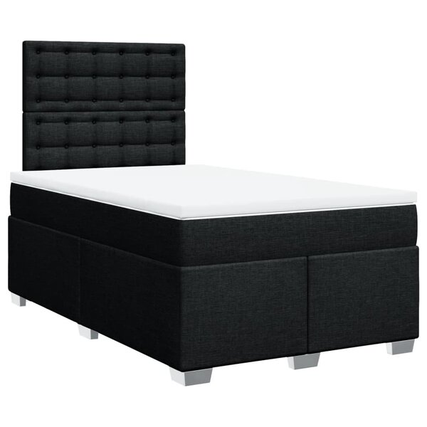 vidaXL Sommier à lattes de lit avec matelas Noir 120x200 cm Tissu