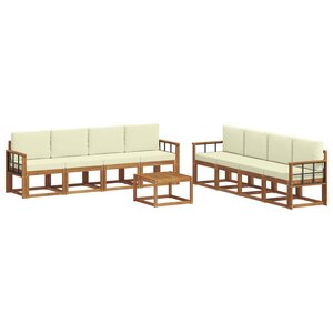 vidaXL Ensemble de canapés d'extérieur 9 pc Naturel et Crème