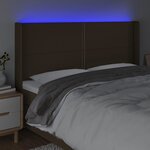 vidaXL Tête de lit à LED Marron foncé 183x16x118/128 cm Tissu