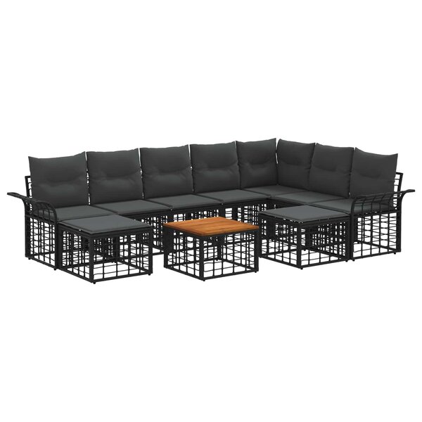 vidaXL Ensemble de canapés d'extérieur 10 Pièces Noir et Gris foncé