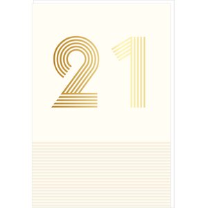 Carte D'anniversaire 21 Ans En Or - Blanc - A Message - Pour Homme Et Femme - 11 5 X 17 Cm - Draeger paris