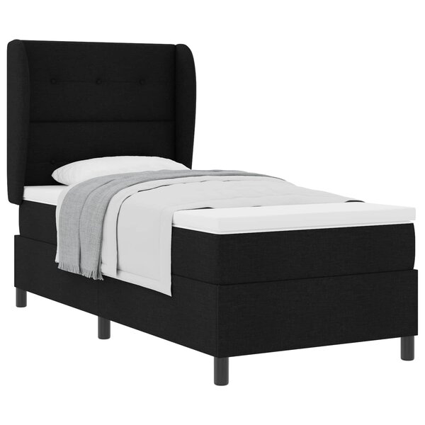 vidaXL Lit à ressorts avec matelas Noir 80 x 200 cm tissu