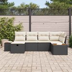 vidaXL Ensemble de canapé de jardin avec coussin 6 Pièces Noir polyrotin