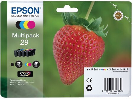 Pack 4 cartouches d'encre epson fraise 29 t2986