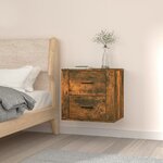 vidaXL Table de chevet murale Chêne fumé 50x36x47 cm