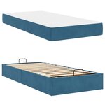 vidaXL Cadre de lit avec matelas Bleu 90 x 190 cm Velours