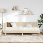 vidaXL Cadre de lit d'angle avec matelas Crème 80 x 200 cm tissu