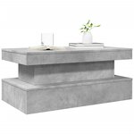 vidaXL Table basse avec lumières LED gris béton 90x50x40 cm