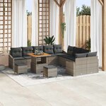 vidaXL Ensemble de canapé de jardin 13 Pièces Gris Poly rotin