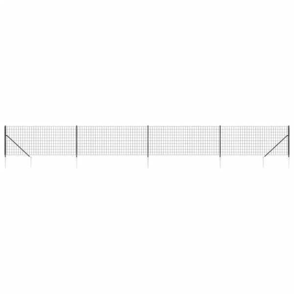vidaXL Clôture en treillis métallique et ancrage anthracite 1x10 m