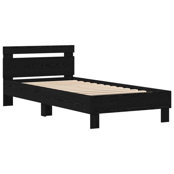 vidaXL Cadre de lit avec LED Chêne noir 90 x 200 cm Bois d'ingénierie