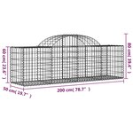 vidaXL Paniers à gabions arqués 3 Pièces 200x50x60/80 cm Fer galvanisé