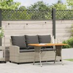 vidaXL Canapé de jardin 3places coussins et table gris clair polyrotin