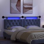 vidaXL Tête de lit suspendue Avec lumière LED Bleu police Velours