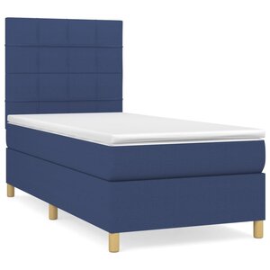 vidaXL Sommier à lattes de lit avec matelas Bleu 90x190 cm Tissu