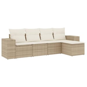 vidaXL Salon de jardin avec coussins 5 Pièces beige résine tressée
