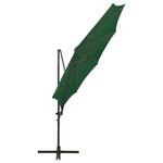 vidaXL Parasol de jardin en porte-à-faux et mât et lumières LED vert