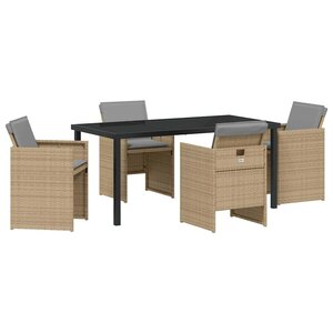 vidaXL Ensemble de salle à manger pour jardin 5 Pièces Beige polyrotin