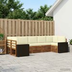 vidaXL Ensemble de canapé d'angle 7 Pièces Naturel et Crème Polyester