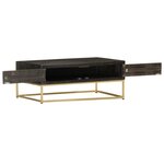 vidaXL Table basse Noir et doré 90x50x35 cm Bois solide de manguier