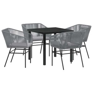 vidaXL Ensemble de salle à manger pour jardin avec coussin 5 Pièces Gris