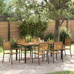 Ensemble de Salle à Manger de Jardin 7 Pièces en Poly Rattan Noir Acacia