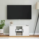vidaXL Meuble TV ODDA blanc 79x24x40 cm bois massif pin