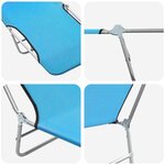 vidaXL Chaises longues pliables lot de 2 Acier et tissu Bleu