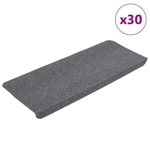 vidaXL Tapis d'escalier auto-adhésifs 30 Pièces gris 65x24 5x3 5 cm