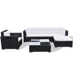 vidaXL Salon de jardin 6 Pièces avec coussins Résine tressée Noir