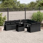 vidaXL Salon de jardin 10 Pièces avec coussins noir résine tressée