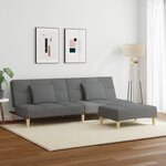 vidaXL Canapé-lit à 2 places avec repose-pied gris foncé tissu