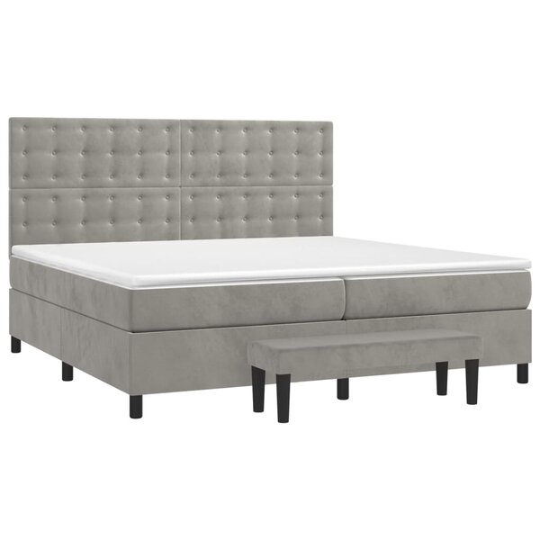 vidaXL Sommier à lattes de lit et matelas Gris clair 200x200cm Velours