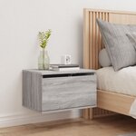 vidaXL Table de chevet murale avec lumières LED sonoma gris